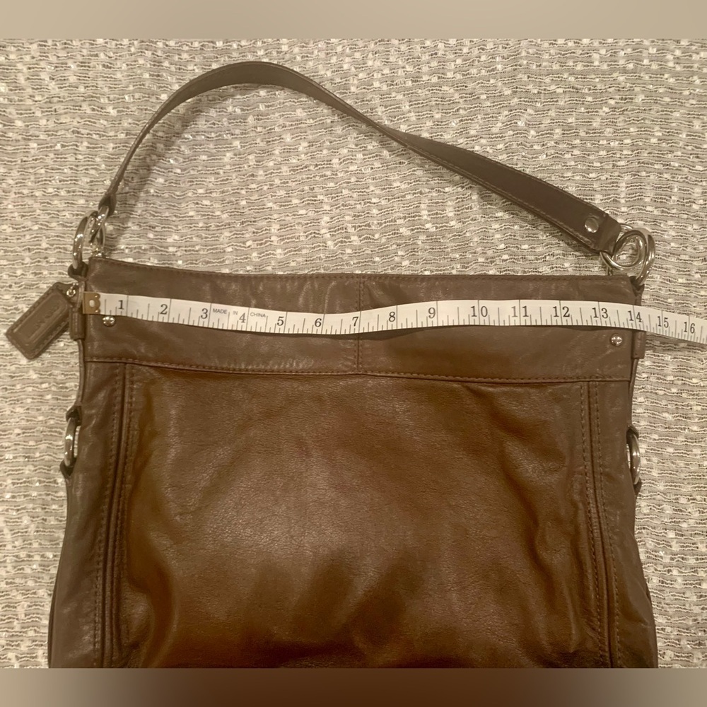 Coach Zoe Large Leather Hobo Shoulder Bag #F1032-F14706, Brown - Picture 7 of 9